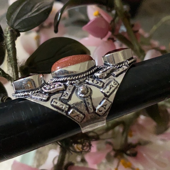 Vintage 925 gold stone & ruby ring - Picture 6 of 8